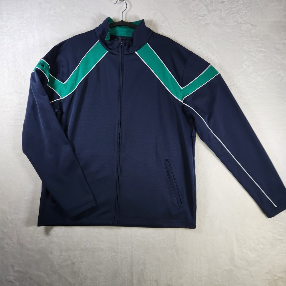 PGA Authentic Performance Men's‎ Large Full Zip Golf Track Jacket Navy Green